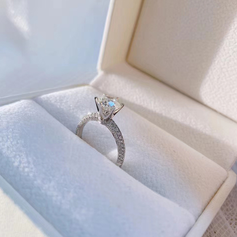 

Classic 925 Sterling Silver Moissanite Ring 1ct IJ color Lab Diamond jewelry Simple style Anniversary Ring