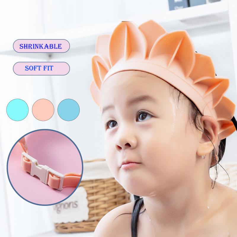 

New Kids Bath Visor Hat ,adjustable Baby Shower Cap Baby Silicone Cartoon Bathroom Ear Protection Adjustable Shower Ear Cap
