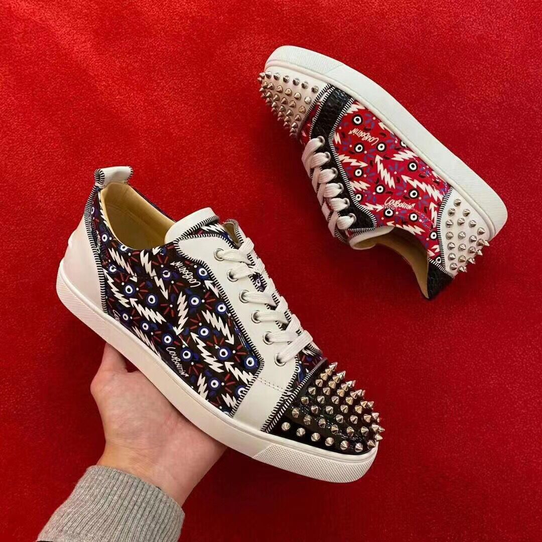 

Elegant Spikes Orlato Low Top Junior Red Bottom Shoes For Women,Men Casual Walking Red Sole Traniner Fashion Dress Party EU35-47, Black