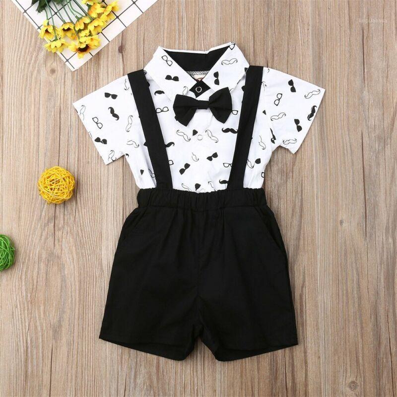 

Newborn Baby Boy Wedding Party Bowtie Romper Bodysuit Shorts Outfits Clothes Set1, As pic
