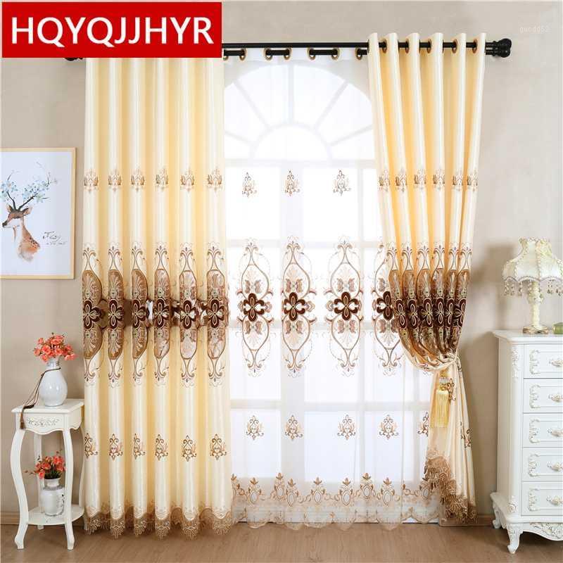 

creamy white European-style embroidered living room curtains modern minimalist classic curtains for bedroom hotel windows1, Tulle