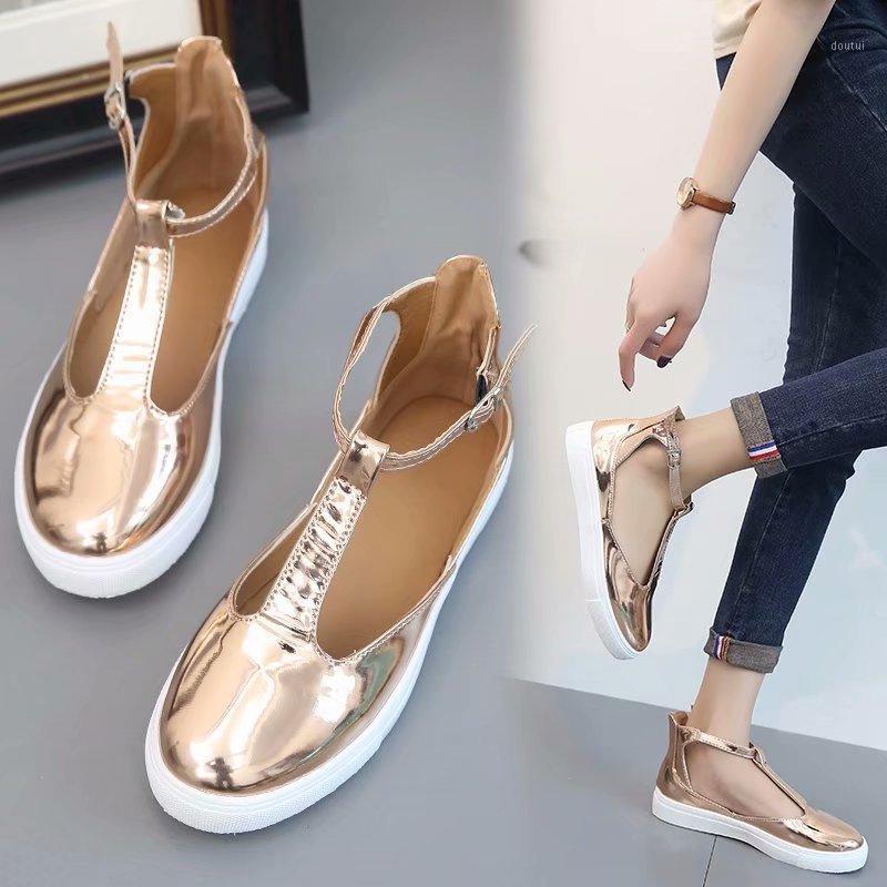 

Summer Women Sandals Gold Women Flat Closed Toe Sandalia Feminina T Strap Casual Shoes Ladies Footwear Plus Size Zapatos Mujer1, Brown