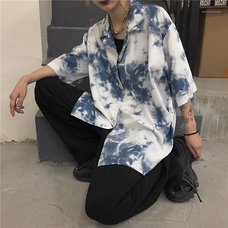 

Summer Women Summer Blouses tie-dye Short Sleeve Womens Tops And Blouses Vintage Women Shirts Blusas Feminina Tops Streetwear1