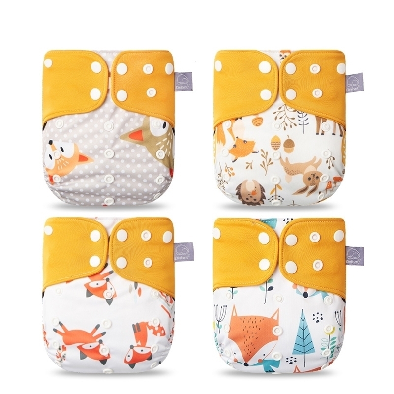

Elinfant 4PCS Baby Cloth Diaper Coffee Fiber Pocket Nappies Washable Reusable Diapers Fit 3kg~15kg Baby LABS Pants Breathable 201117, Q-cloth diaper