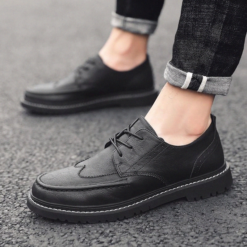 

fashion Men Shoes Handmade High Quality oxfords Leather Shoes lace up outdoor black Comfort Business Man Casual Shoes #1F95