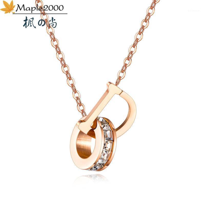 

Fashion letter D necklace titanium steel pendant necklace for women personality zircon Circle clavicle necklaces fashion jewelry1