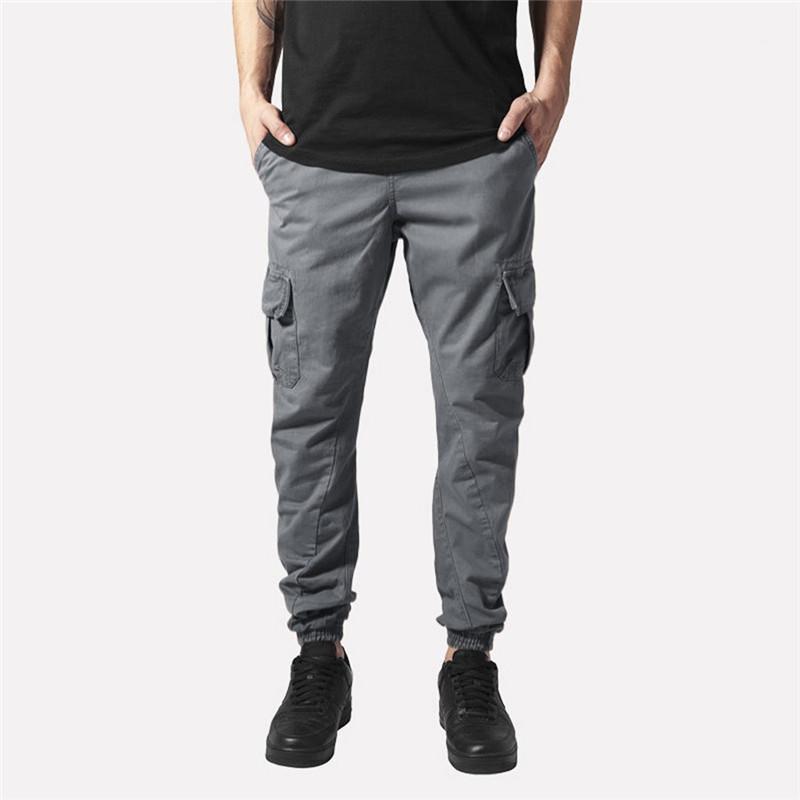 

Men Sport Trouser Casual Fashion Pure Drawstring Distressed Long Pencil Pants Men Gym Fitness Short Pants Streetwear 2020 NEW1, Khaki