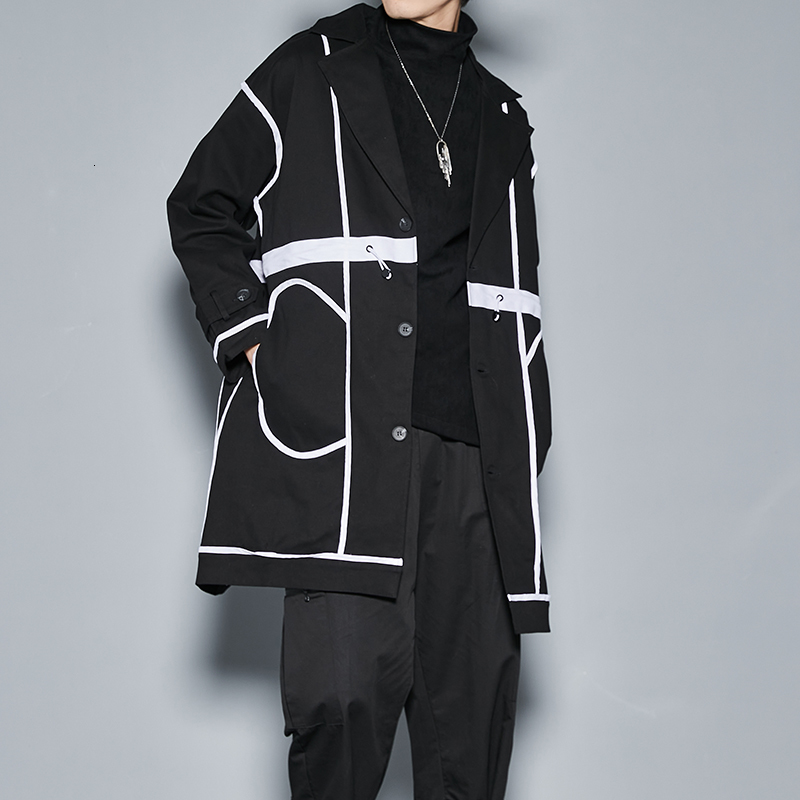 

2021 New High Quality Black Sensation Cool Loose Track Style in Long Autumn Winter Coat Male T2XT