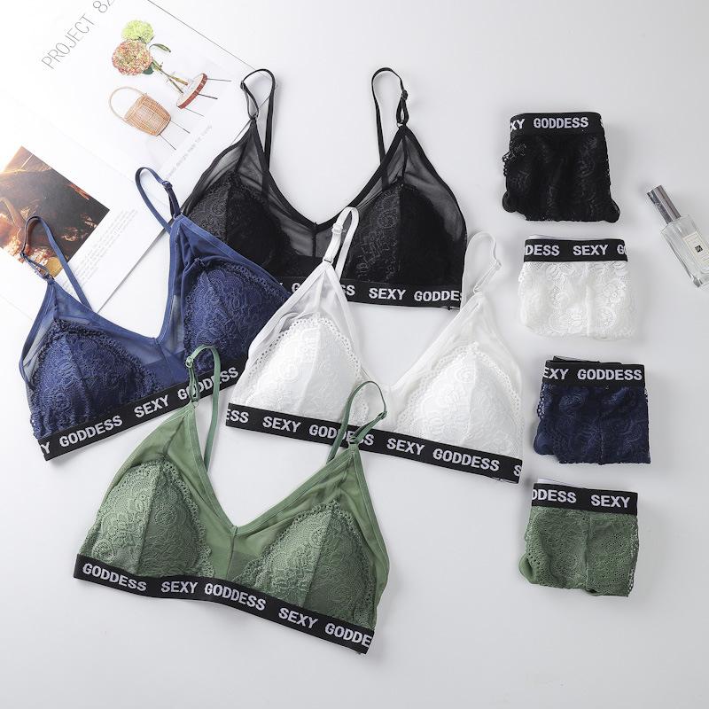 

Sitonjwly Women Bra Set Lace Sexy Underwear Transparent Push-up Bra and Panties Set Female Intimates Bralette Brassiere Briefs, Black