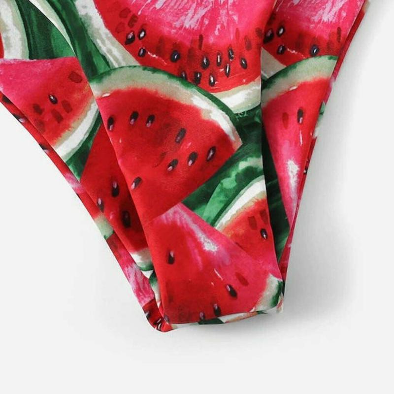 

Women Set Women Fashion Watermelon Print Tube up Two Pieces Bikini Push-Up Swimsuit Strapless Summer Sexy Beachwear, Red