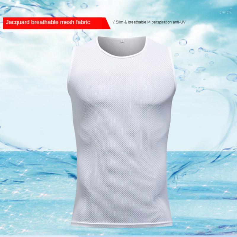 

Mens Quick Dry Mesh Cycling Vest Summer Sleeveless Vest Breathable RidingGilet Sports Undershirt for Walking Vests1, White