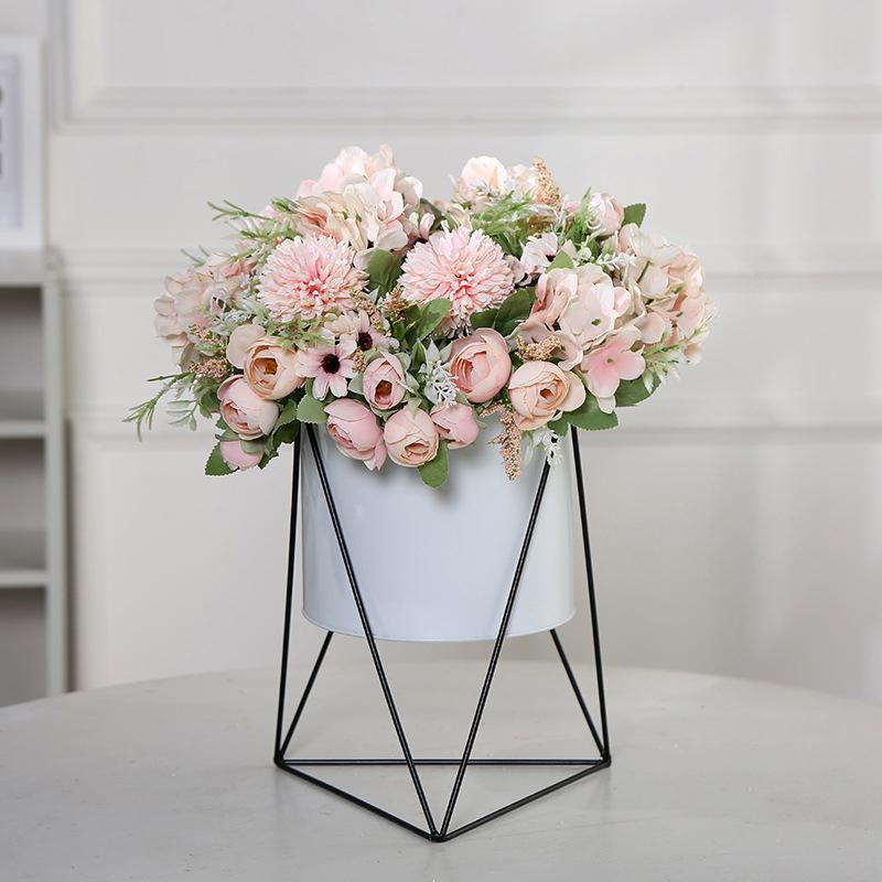 

7 Heads Rose Hydrangea Artificial Bouquet Silk Flower For Wedding Home Decoration Fake Flowers Bridal Hand Flower, Blue