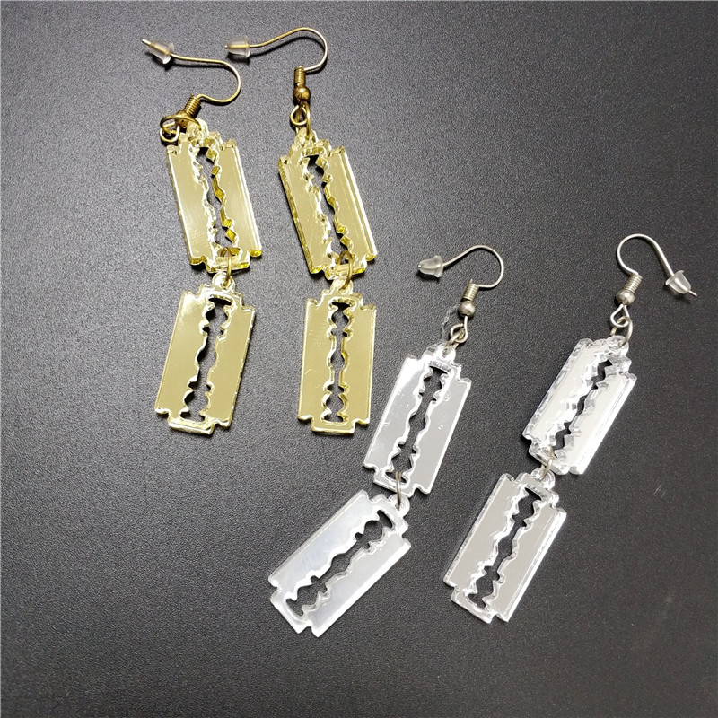 

Blade Drop Earrings for Women Mirror Gold Silver Color Dangle Earring Woman Girls Jewellry Acrylic Accessories