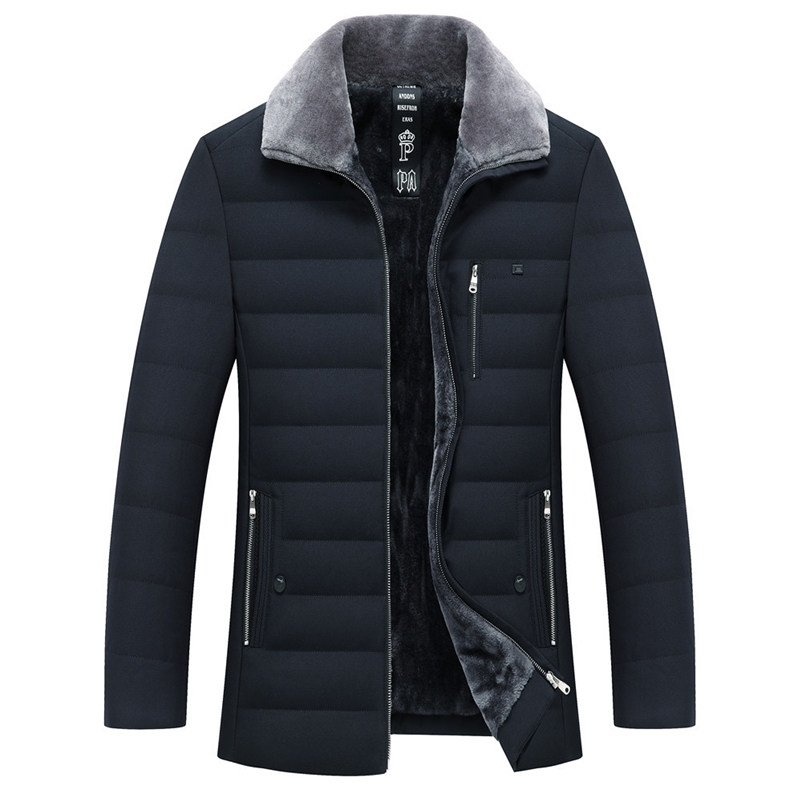 

Men's Winter Parkas Fur Collar Windbreaker Cotton Padded Anorak Thick Warm Jacket Coat Male Casual Fleece Parkas Men Clothing 201201, Black