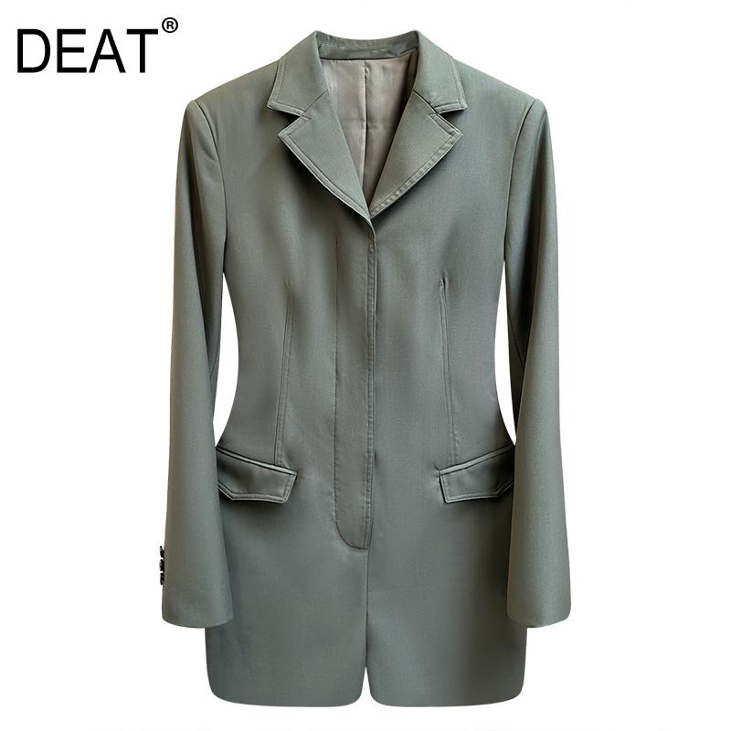 

DEAT women rompers Personalized lapel flap pocket all-match army green suit jumpsuit for famale 2020 new long sleeve cloth YJ886