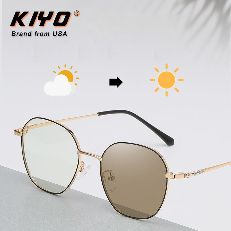 

KIYO Brand 2021 New Women Men Round Anti-Blue Light Photochromic Sunglasses Metal Fashion Sun Glasses UV400 Sport Eyewear 9649