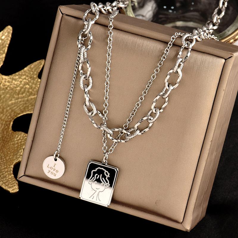 

Fashion double layered sweater chain women wild temperament autumn and winter necklace hot sale