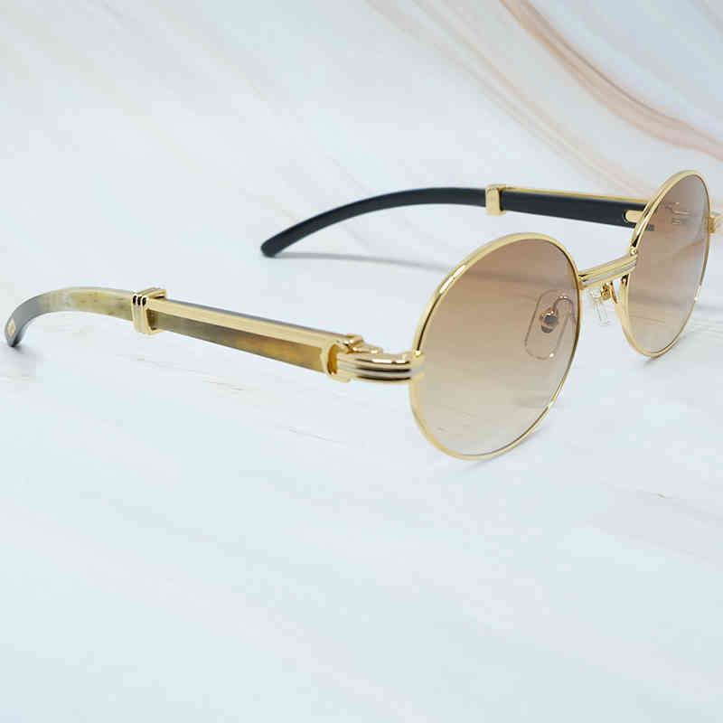 

Classic Men White Buffalo Horn Frame Shades Brand Sunglasses Oval Luxury Glasses Round 7550178