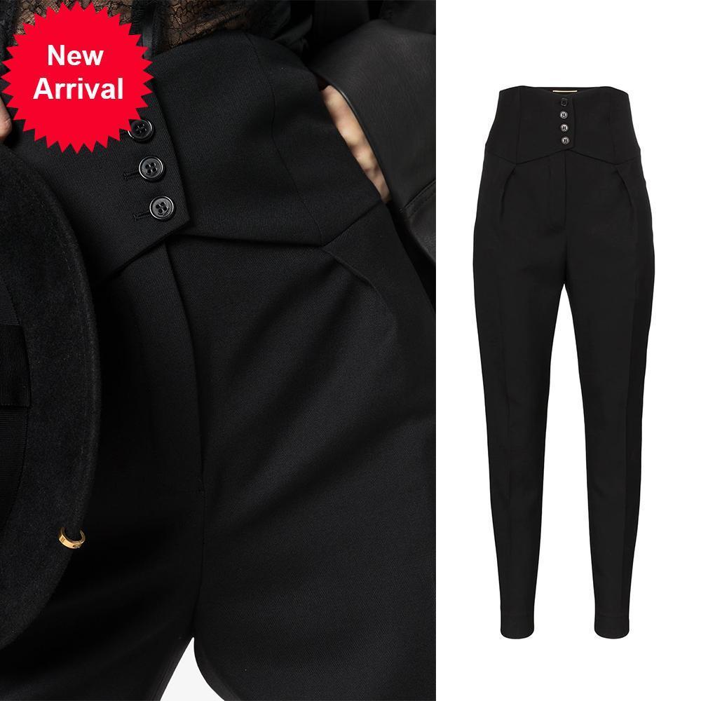 

New New 2021 Fall Nine Stitches High-waist Elegant Ladies'trousers Black Smoke Tube Tapered Long Pants JJF1, Beige