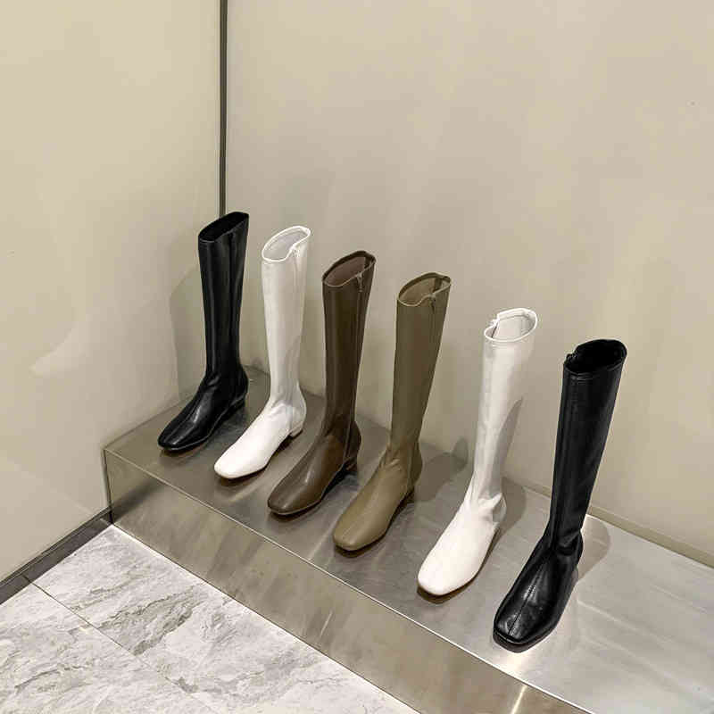 

By Knight boots far women's high tube below knee milk tea color straight long leather are thin, White