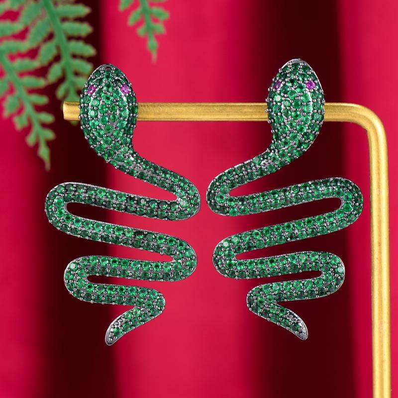 

GODKI 2021 New Luxury African Party Snake Dangle Earring For Women Wedding Cubic Zirconia Crystal DUBAI Bridal Earring Jewelry