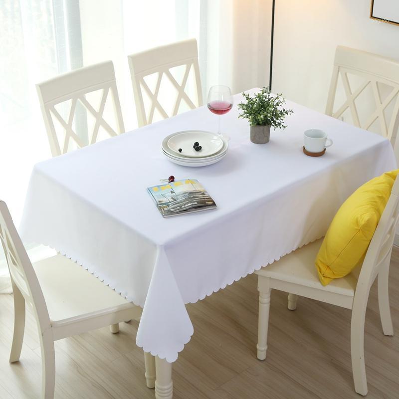 

Solid Color Rectangular Dining Table Cover 100% Polyester Coffee Table Tablecloth Rectangle For Hotel Wedding Party Decoration1, White