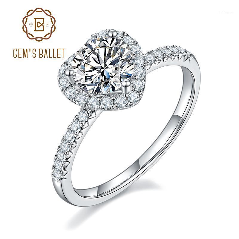 

GEM'S BALLET 1Ct VVS1 Heart Moissanite Diamond Rings Bridal Jewelry 925 Sterling Silver Moissanite Promise Engagement Ring1