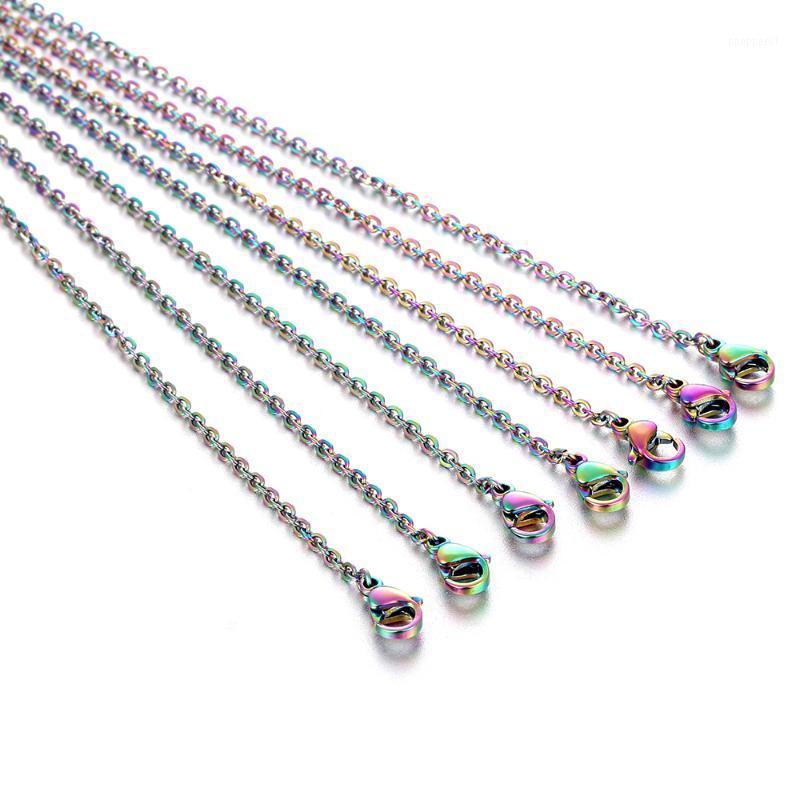 

5pcs Rainbow Colored Stainless Steel Link Chain DIY Necklaces Jewelry Making 45cm & 50cm Chain with Lobster Clasp1