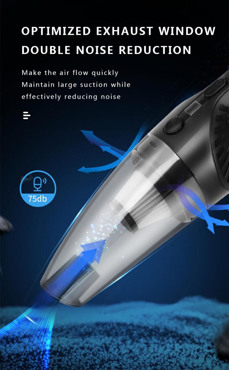 

2021 New Car Vacuum Cleaner 4000pa Storng Suction Low Noise handheld Mini Car Vacumm Cleaner Wet And Dry Dual Use