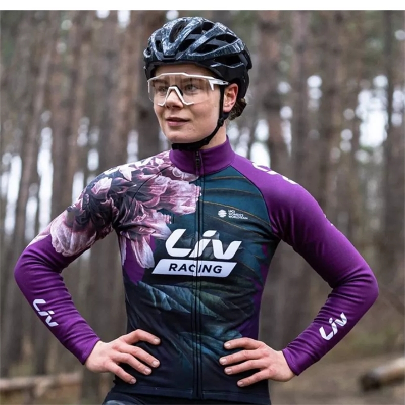 

Arrival LIV Winter Women Cycling Thermal Fleece Jackets Professional Team Long Sleeve Bike Jersey Sportswear Unforme Maillot 220226