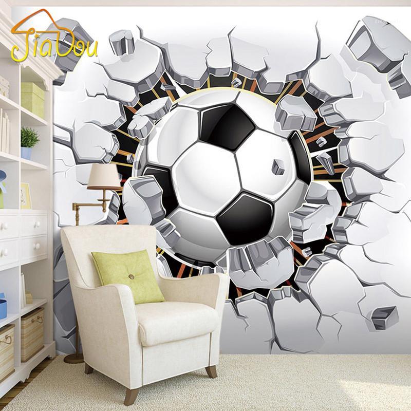 

Wholesale- 3D Soccer Wallpaper Sport Background Mural Living Room Sofa Bedroom Football TV Backdrop Custom Any Size Wall Mural Wallpaper1, As pic