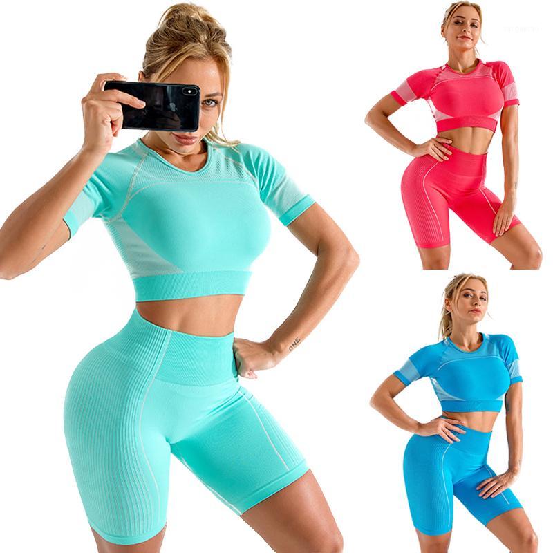 

2020 Women' Yoga Set Seamless Sportswear Gym Yoga Clothes Sports Shorts Running Wear Skinny Sports Set Suits Tracksuits1, 02