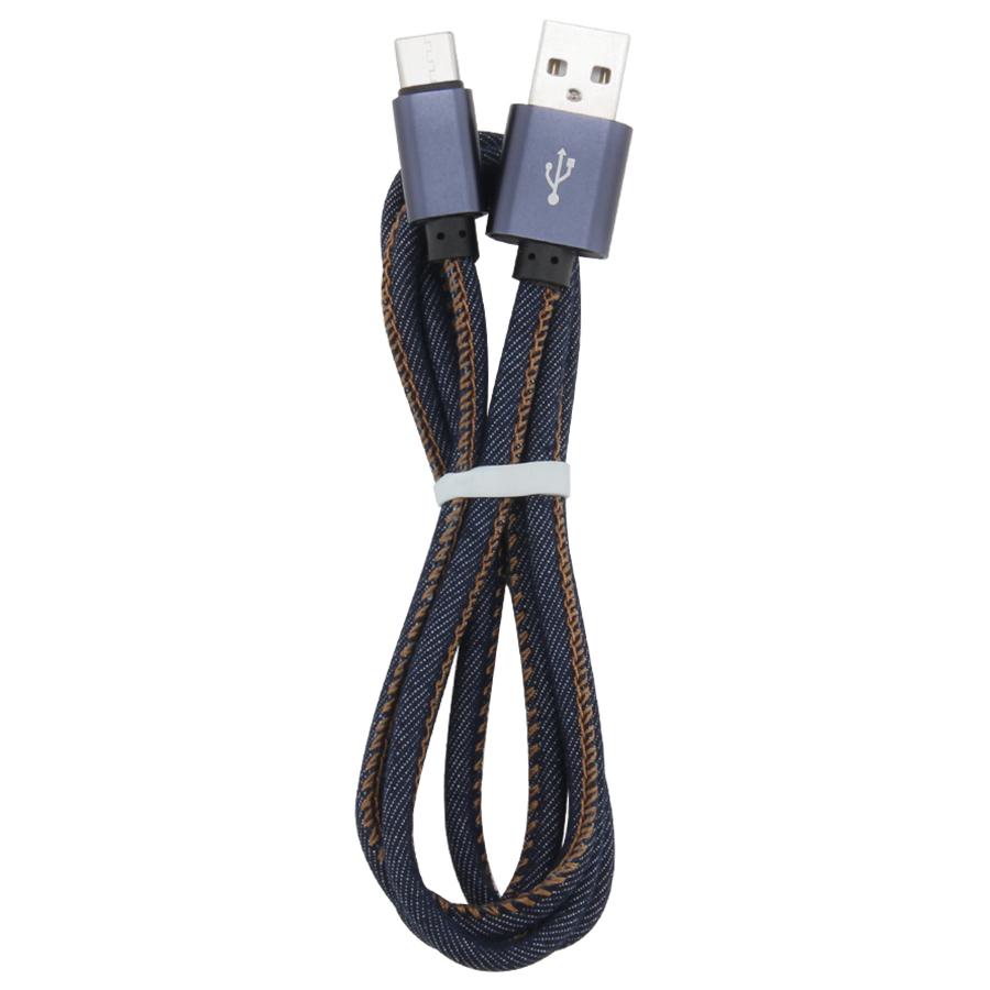

1m 3ft Denim Type C Cables V8 Micro USB Data Line Fast Charger Cord Wire For Huawei Xiaomi Cellphones, Blue