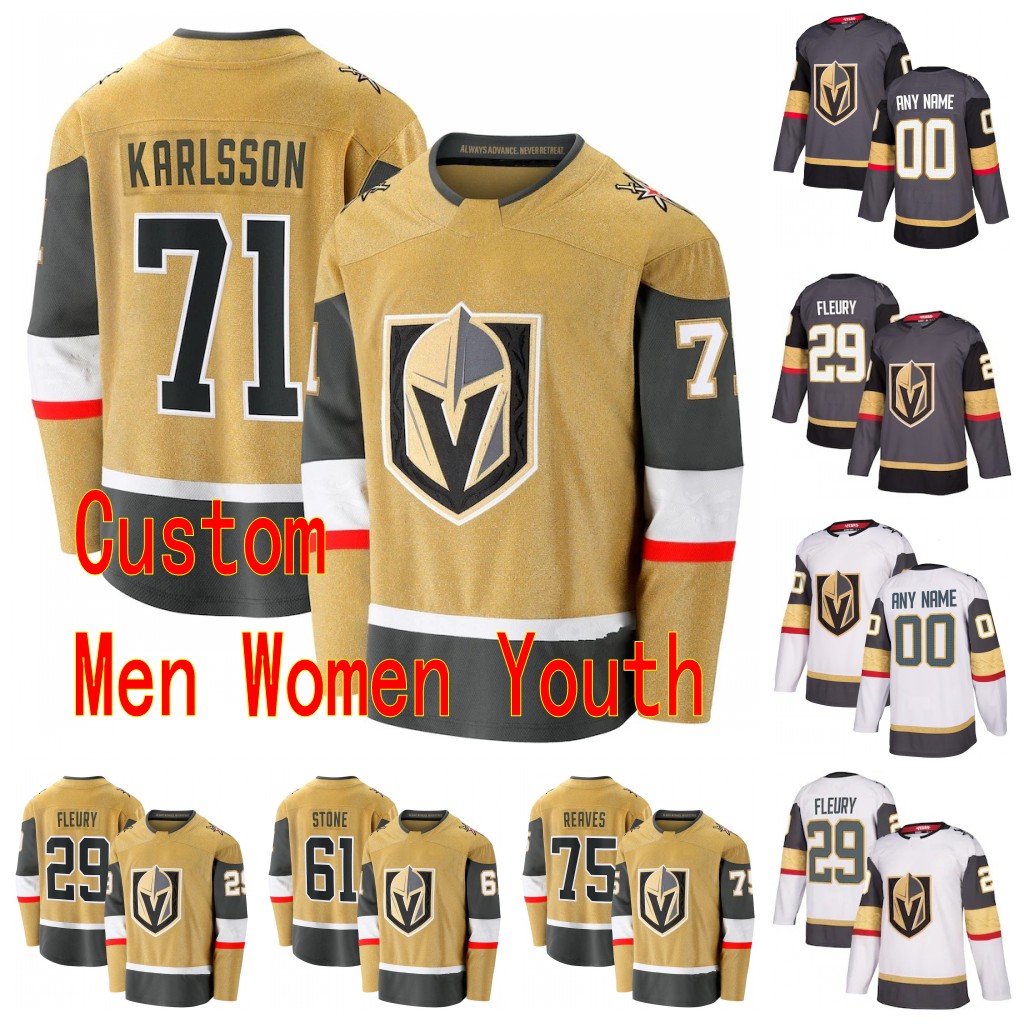 

Vegas Golden Knights 2020-2021 Gold Third 67 Max Pacioretty 5 Deryk Engelland 88 Nate Schmidt Reilly Smith 81 Jonathan Marchessault Custom, Womens gold 2021