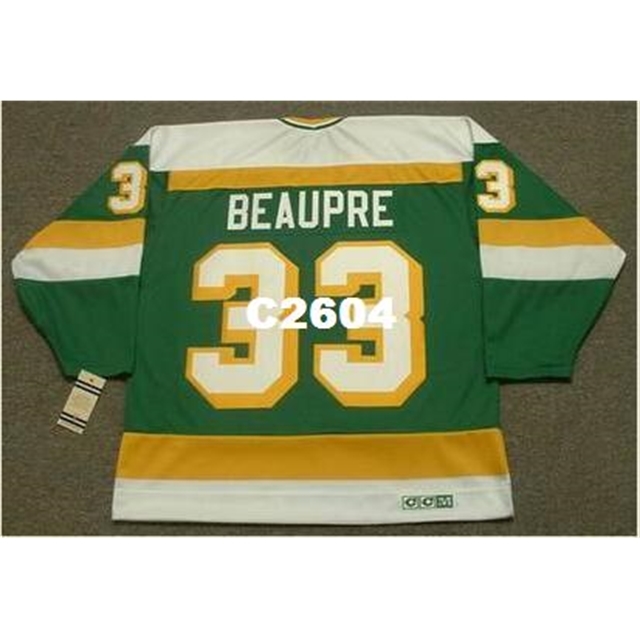 

Men #33 DON BEAUPRE Minnesota North Stars 1985 CCM Vintage RETRO Hockey Jersey or custom any name or number retro Jersey, Green