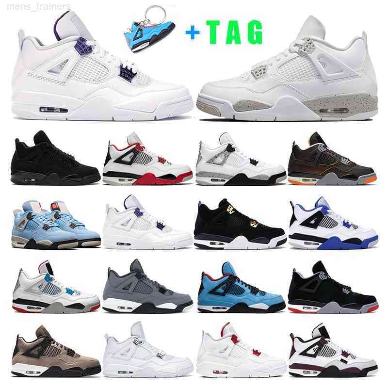 

mens basketball shoes 4s jumpman 4 white oreo university bule black cat Fire Red Pure Money women sport sneaker trainer, 11 bred mw