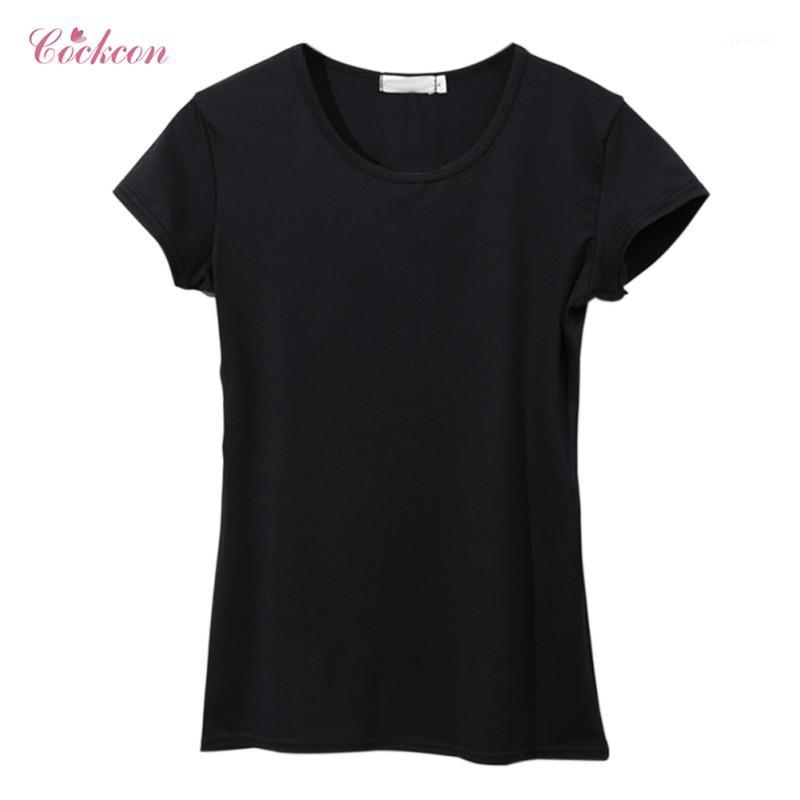 

Women Basic T Shirts Mild Silk Solid O Neck Short Sleeve Tees 2018 Summer Tops Shirts Quality Female Casual Tops Short -XL1, Red