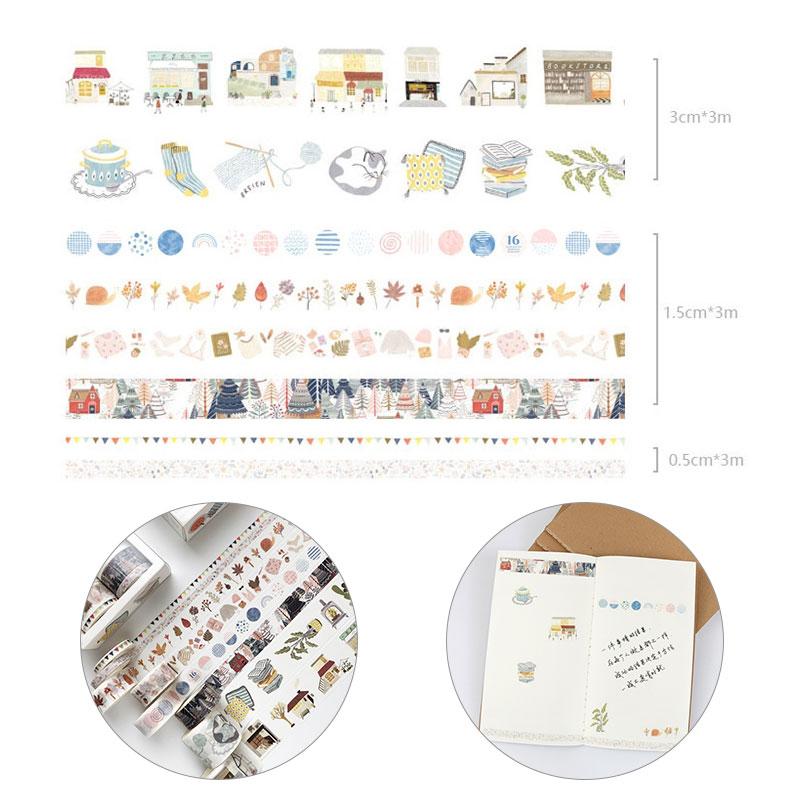 

New 8 combination boxed and paper tape small fresh girl heart hand account tape hand account DIY decoration 3 meters