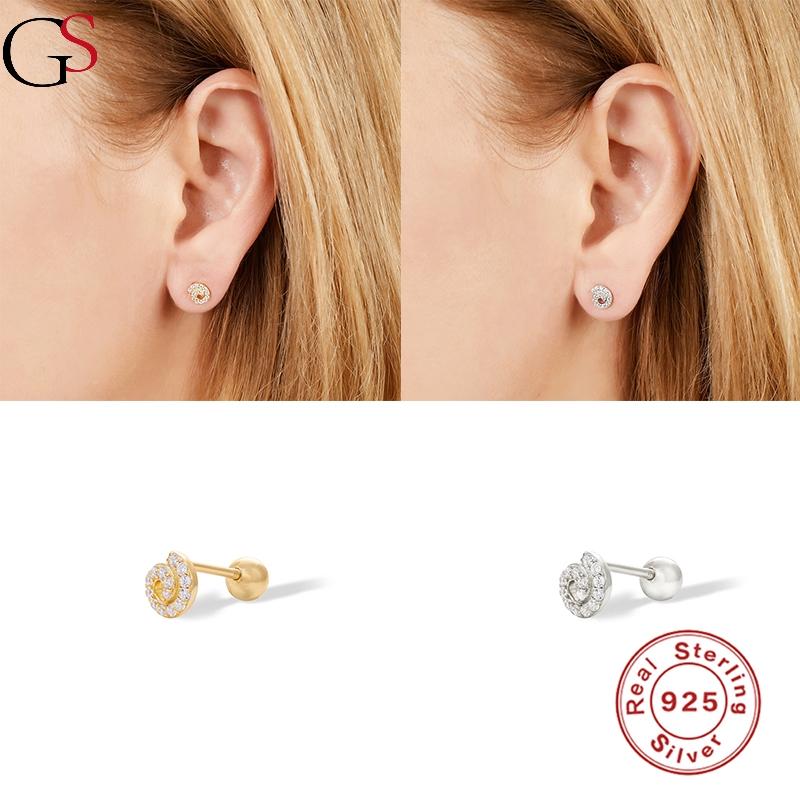 

Stud GS Swirl-shape Zircon Piercing Earrings For Women 925 Sterling Silver Fashion Boucle Oreille Femme Fine Jewelry Accessories