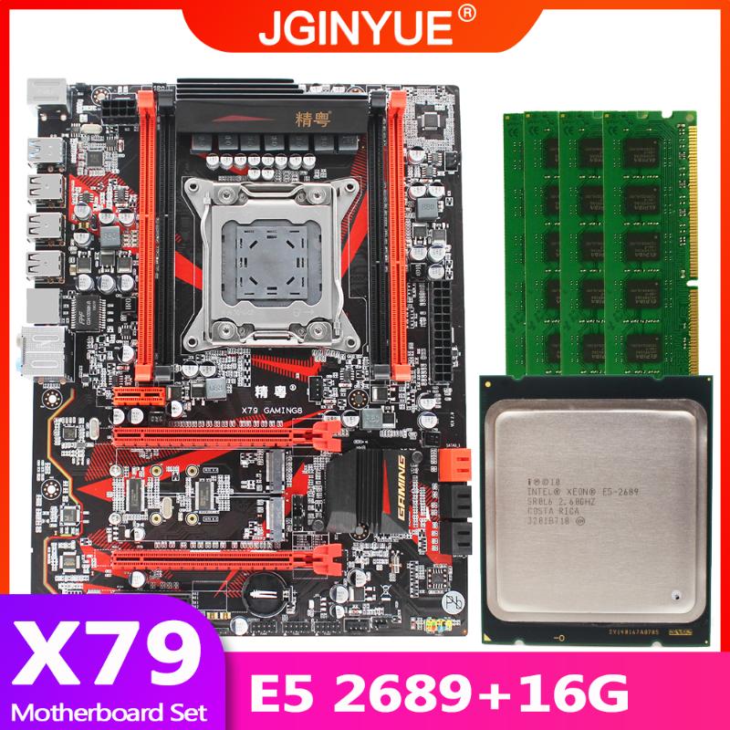 

JGINYUE X79 motherboard LGA 2011 set kit with Xeon E5 2689 processor and DDR3 16GB(4*4GB) REG ECC memory X79 GAMING8