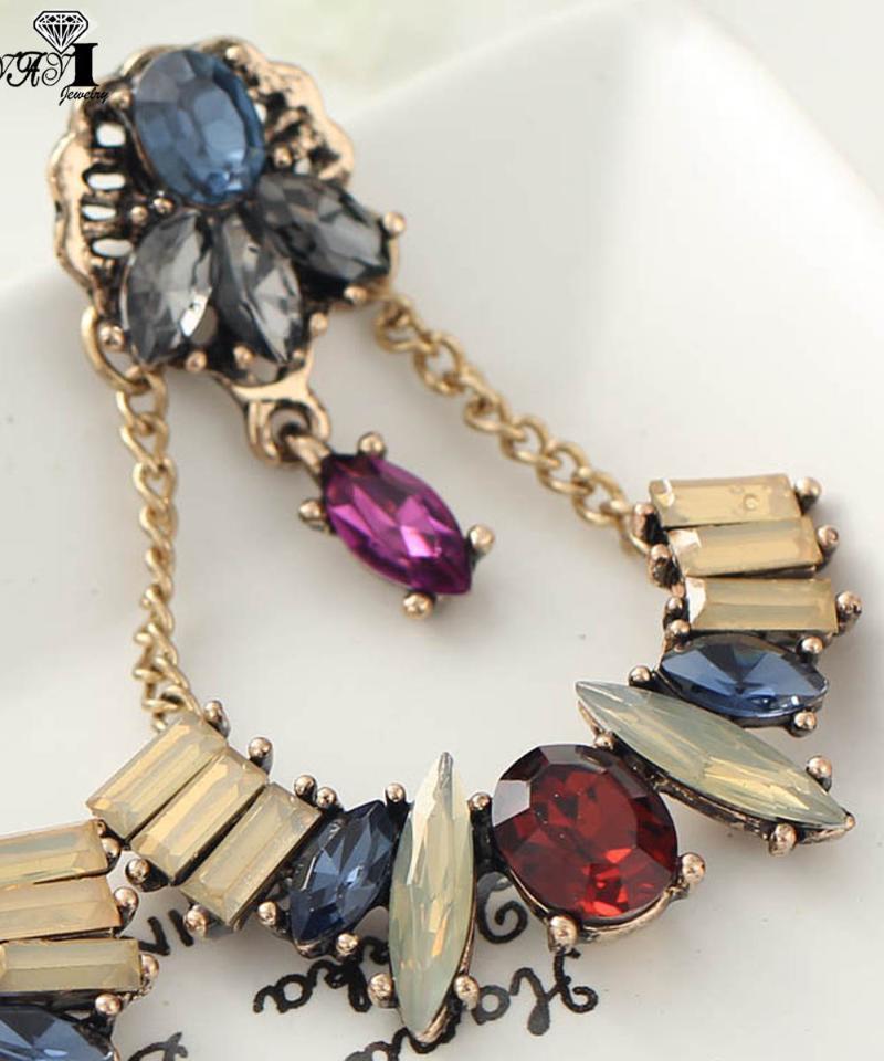 

YaYi Jewelry New Multi Glass Rhinestone Dangle Crystal Earring Women's Fashion Ancient Gold Pearl Color Gem Earrings Gift1