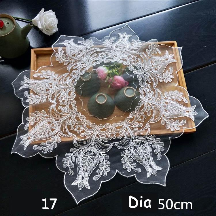 

Embroidery lace poly white hook tassel tablecloth table cloth dinner hand sewing square bead round mat table runner cover FG1311, Design 20