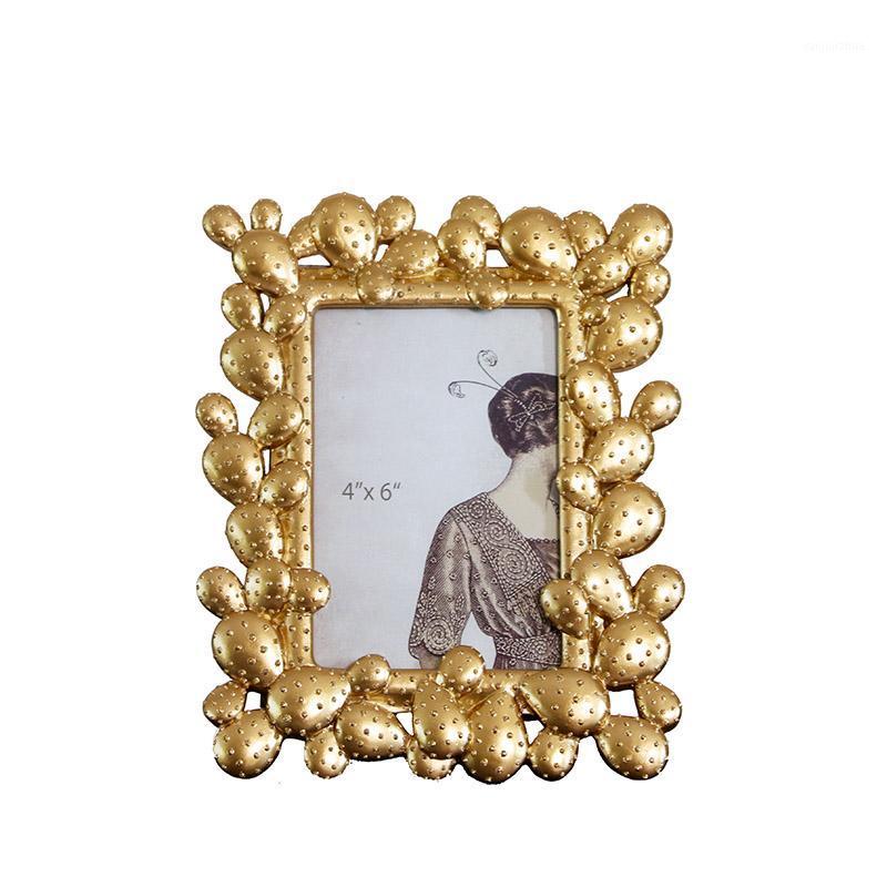 

Exquisite golden cactus photo frame home art decoration1