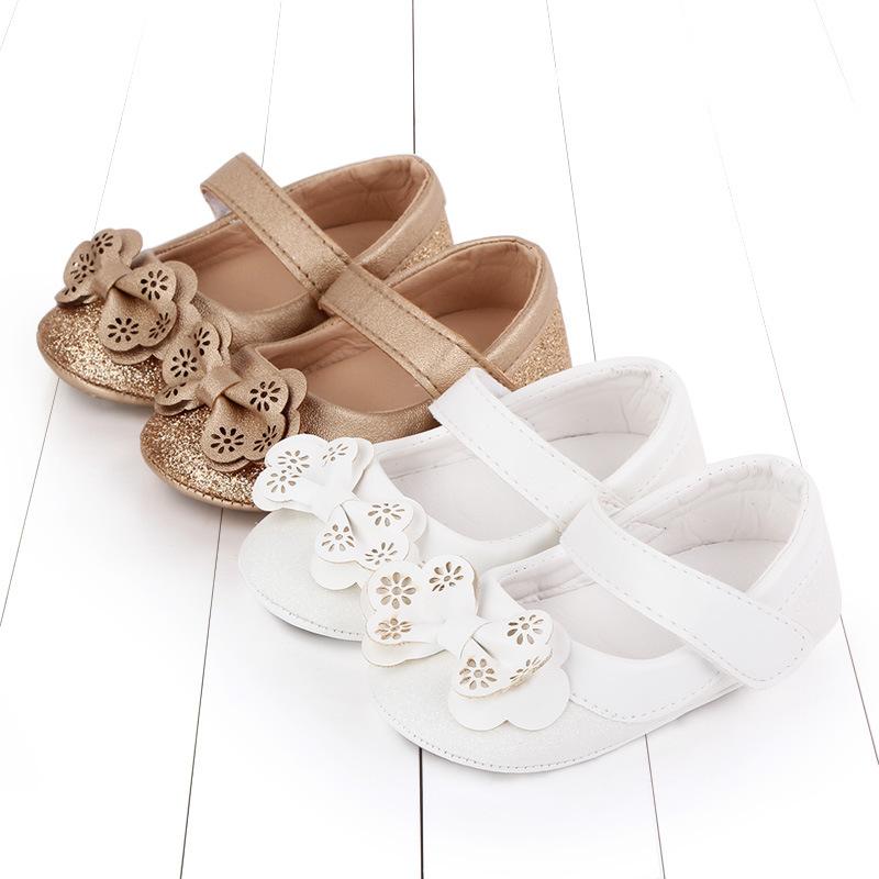 

Baby Newborn Mary Jane PU Bow Princess Shoes Infant Toddler Girls Solid Non-slip Prewalker Soft Sole First Walker Shoes 3-11M, White