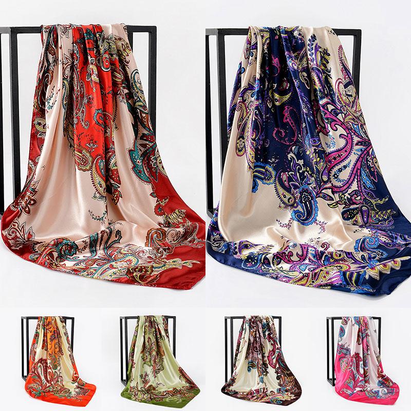 

Scarves Women Scarf Hijab Harajuke Polyester Square Neckerchief Hair Cashew Shawls Foulard Head Islamic