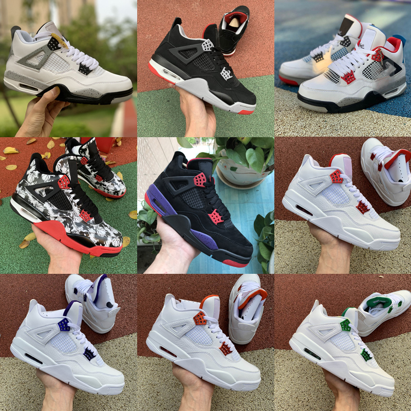 

2020 New 4 4s Jumpman basketball shoes metallic purple red green bred OVO Splatter black cat what the 11 12 13 men mens sport Sneakers, As photo 3