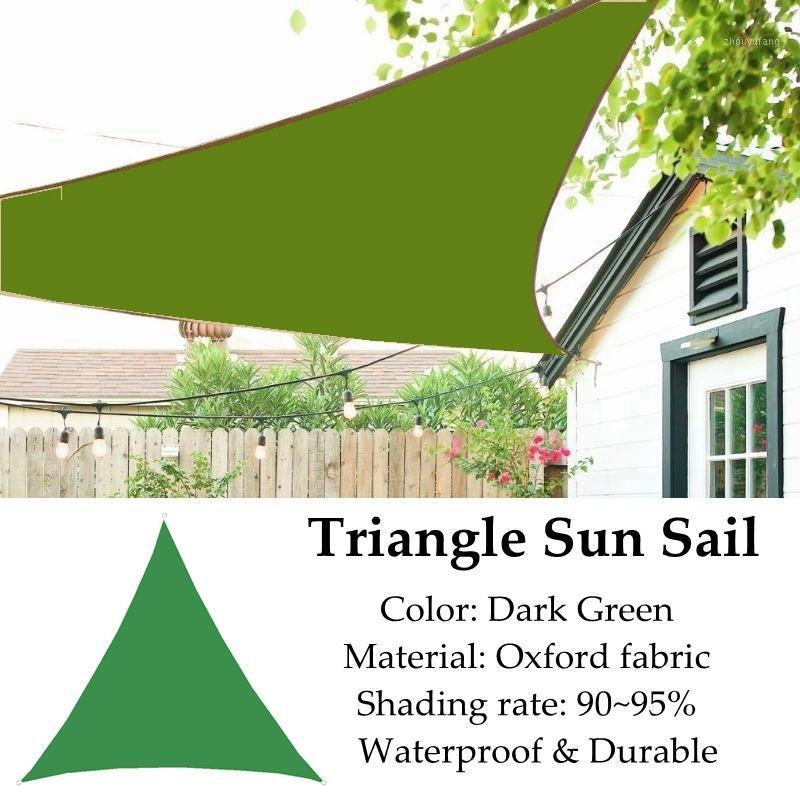 

Shade Dark Green Triangle Sun Sail Oxford Shading Rate 95% Waterproof Polyester Fabric Outdoor Anti-UV Cooling Garden Gazebo Awning