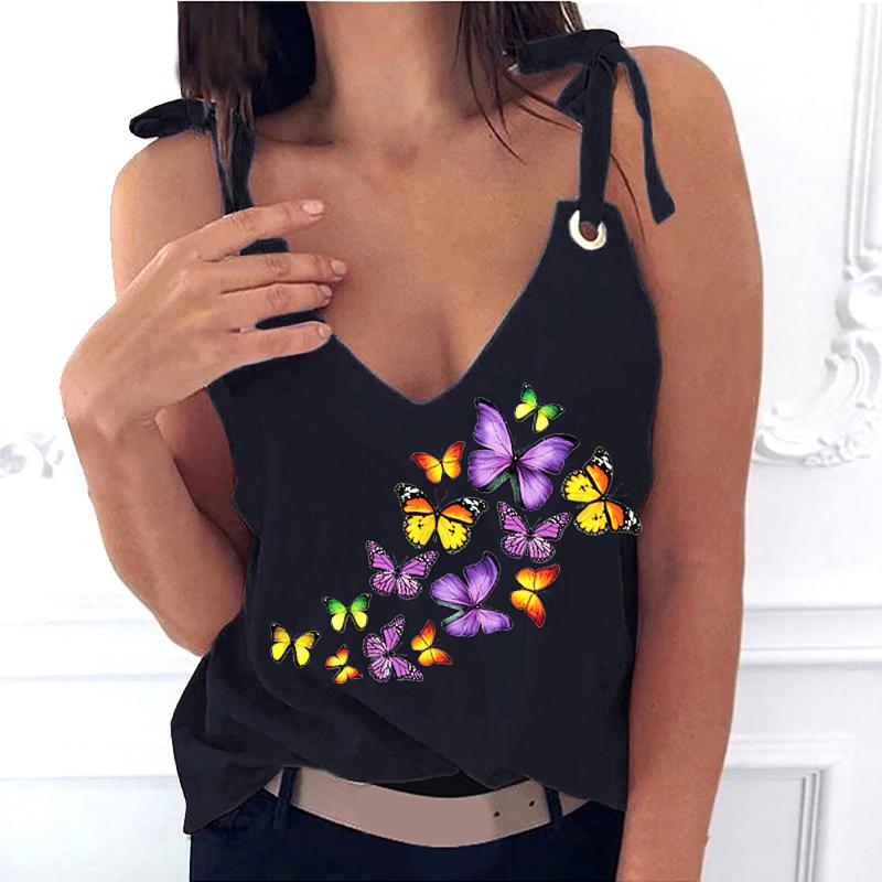 

Female Clothes Sweet Delicate Girl Women Elegant Girls Butterfly Print Summer Refreshing Female Sexy Simplicity Crop Tops, Beige
