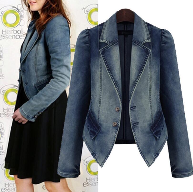 

2021 Springtime Women Denim Basic Blue Casual Thin Long Sleeve Plus Size 5xl Fashion Short Jeans Woman P588 Jacket Hvfx