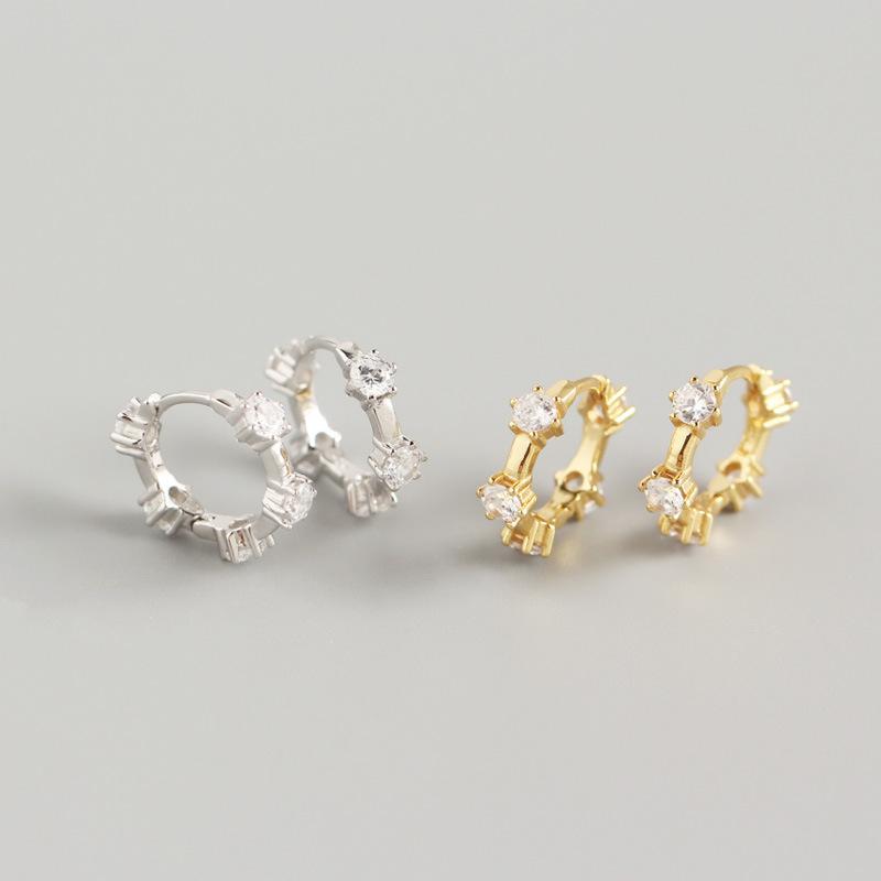 

Hoop & Huggie YPAY 100% Genuine 925 Sterling Silver Earrings For Women INS Geometric Zircon Earring Brinco Fine Party Jewelry Gift YME810